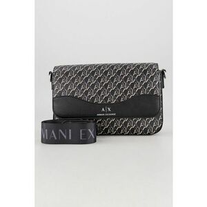 Geanta crossbody cu model monograma si clapa - Negru/Verde pal imagine