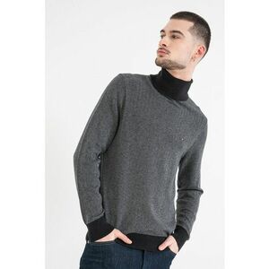 Pulover din amestec de casmir cu model herringbone - Negru/Gri inchis imagine