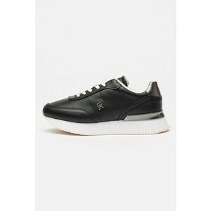 Pantofi sport de piele cu logo discret - Negru/Argintiu imagine