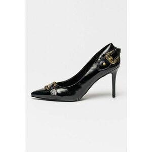 Pantofi cu varf ascutit si catarame decorative - Negru imagine