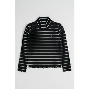 Bluza cu model in dungi si guler inalt - Negru/Argintiu imagine