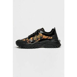 Pantofi sport din piele ecologica cu imprimeu logo contrastant - Negru/Portocaliu pal imagine