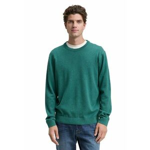 Pulover din bumbac cu decolteu la baza gatului - Verde aquamarin imagine