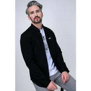 Camasa Oxford regular fit cu broderie logo - Negru imagine