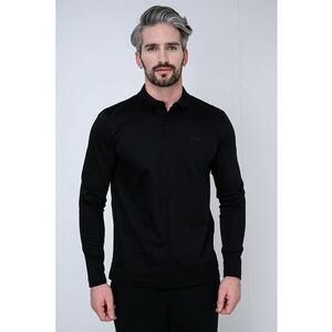 Bluza polo cu logo brodat pe piept - Negru imagine
