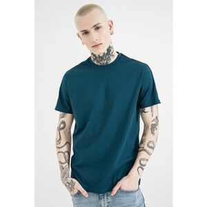 Tricou de bumbac cu banda logo - Negru/Albastru petrol imagine