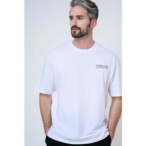 Tricou din bumbac cu imprimeu logo Nyrotee - Negru/Alb murdar imagine