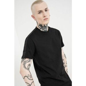 Tricou de bumbac cu banda logo - Negru imagine