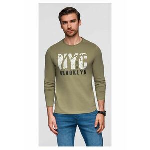Bluza cu decolteu la baza gatului si model text - Verde deschis imagine