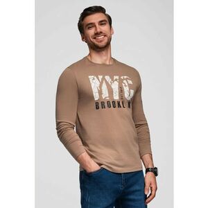 Bluza cu decolteu la baza gatului si model text - Alb/Negru/Maro taupe imagine