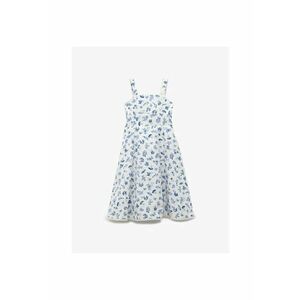 Rochie evazata cu model floral - Albastru imagine