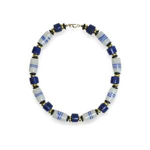 Colier cu margele de India si lava vulcanica - incuietori de aur filat 14K - Multicolor imagine