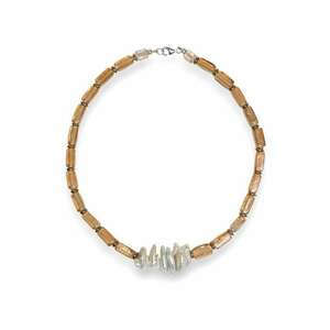 Colier femei cu margele de India - hematite aurii - perle de cultura Heishi - argint 925 imagine