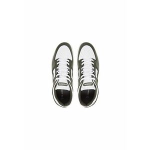 Pantofi sport barbati - 749SMA0037 - Piele naturala - 46 EU - Alb/Verde - Alb/Verde imagine