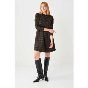 Rochie scurta dreapta - Negru/Maro imagine