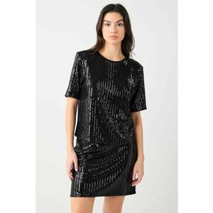 Bluza cu maneci scurte si paiete - Negru imagine
