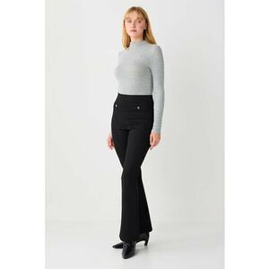 Pantaloni bootcut cu talie inalta - Negru imagine