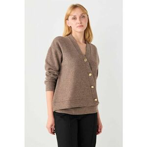 Cardigan cu inchidere asimetrica - Maro taupe imagine