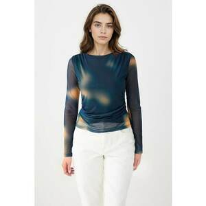 Bluza slim fit cu tul - Roz somon/Verde persan imagine