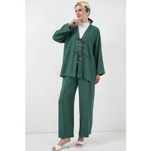 Compleu dama - din amestec de in - verde imagine