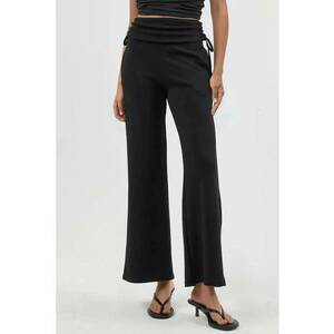 Pantaloni dama - cu talie inalta - negru - Negru imagine
