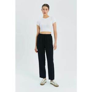 Pantaloni dama - cu Talie Inalta - Negru - Textil imagine
