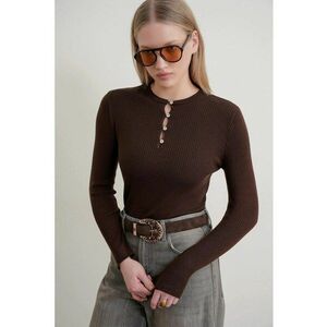 Pulover dama - guler rotund - maro cafeniu - tricot imagine