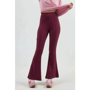 Pantaloni dama - evazati - talie inalta - rosu - textil imagine