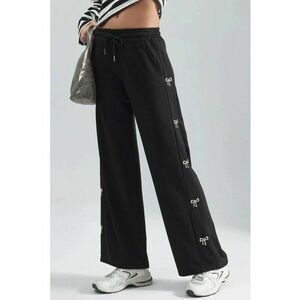 Pantaloni dama - cu detalii din funda - negru - textil imagine