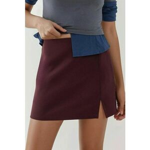 Fusta scurta - slim fit - cu slit - mov - textil imagine