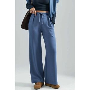 Pantaloni dama tesatura tricotata - Albastru imagine