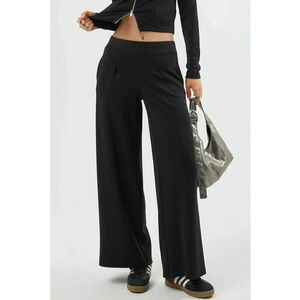 Pantaloni dama - picior talie elastica - negru - textil - Negru imagine
