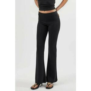Pantaloni dama - evazati - negru - textil - Negru imagine
