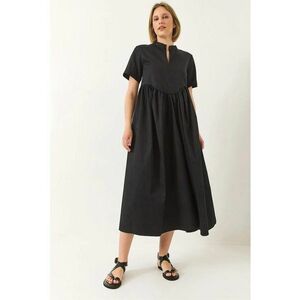 Rochie midi guler tippet - cu volane - negru - tricot imagine