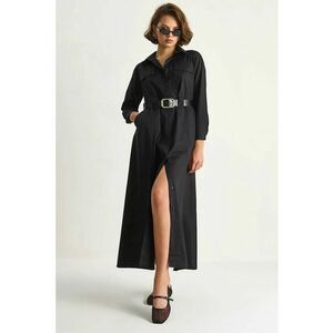 Rochie cu maneci lungi - neagra - textil imagine