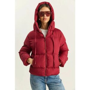 Geaca matlasata cu gluga textil - rosu imagine
