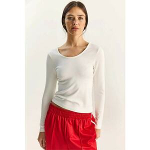 Bluza dama - tricotata - slim fit - alb - jerseu imagine