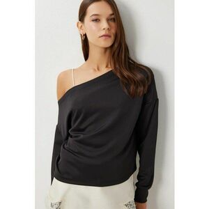 Bluza dama - Happiness Istanbul - asimetrica - croiala lejera - negru imagine