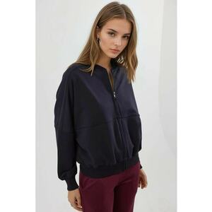 Hanorac dama cu fermoar - croiala relaxata - bleumarin - textil imagine