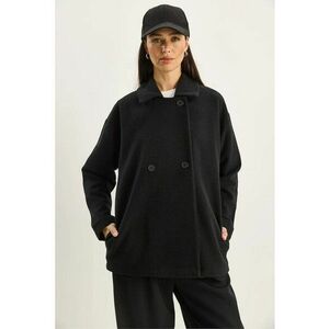 Palton dama oversized - negru - textil - cu inchidere cu nasturi imagine