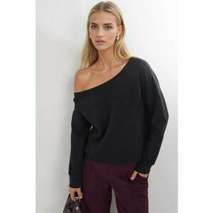 Hanorac dama - guler asimetric - negru - textil imagine