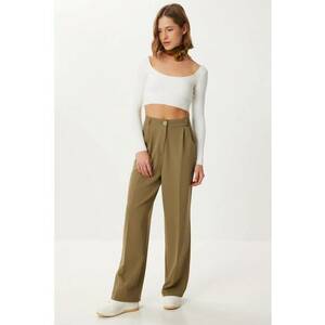Pantaloni dama - Happiness Istanbul - Palazzo - plisati - verde - textil imagine