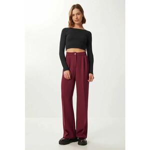 Pantaloni dama - Happiness Istanbul - Palazzo - cu talie inalta - visiniu - textil imagine