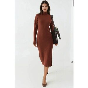 Rochie tricotata - mulata - maro - tricot - imagine