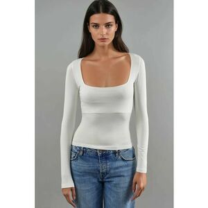 Bluza dama mulata - maneci lungi - alb - jerseu imagine