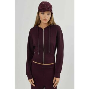 Hanorac dama - cu gluga - fermoar - jerseu - visiniu imagine