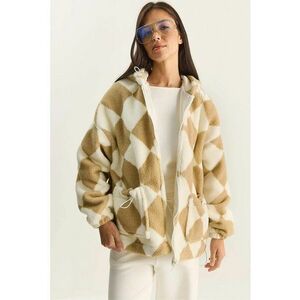 Geaca de plus supradimensionata - textil - crem/bej - One Size imagine