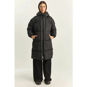 Geaca matlasata cu gluga - neagra - textil - cu buzunare imagine
