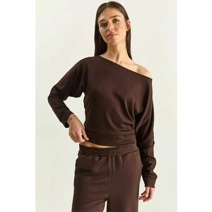 Bluza dama - cu decolteu asimetric - maro - jerseu imagine