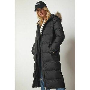 Geaca dama - Happiness Istanbul - lung - oversized - gluga - poliester - negru imagine